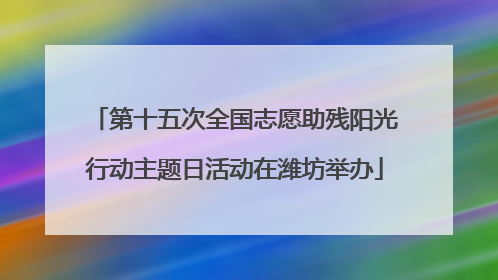 第十五次全国志愿助残阳光行动主题日活动在潍坊举办