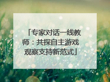 专家对话一线教师：共探自主游戏观察支持新范式