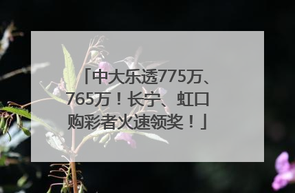 中大乐透775万、765万！长宁、虹口购彩者火速领奖！