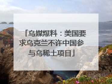 乌媒爆料：美国要求乌克兰不许中国参与乌稀土项目