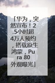 华为，突然宣布！2.5小时超4万人预约，搭载原生鸿蒙，Pura 80外观曝光