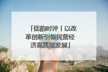 儒韵时评丨以改革创新引领民营经济高质量发展