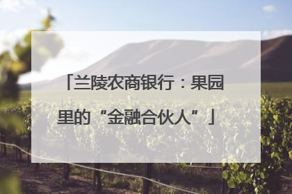 兰陵农商银行：果园里的“金融合伙人”