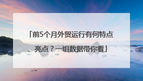 前5个月外贸运行有何特点、亮点？一组数据带你看