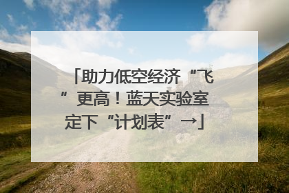 助力低空经济“飞”更高！蓝天实验室定下“计划表”→