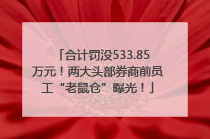 合计罚没533.85万元！两大头部券商前员工“老鼠仓”曝光！