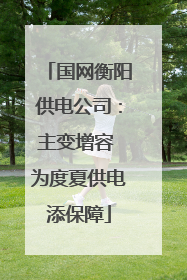 国网衡阳供电公司：主变增容 为度夏供电添保障