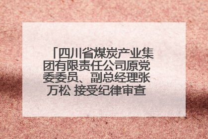 四川省煤炭产业集团有限责任公司原党委委员、副总经理张万松 接受纪律审查和监察调查