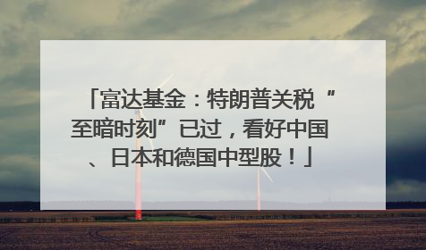 富达基金：特朗普关税“至暗时刻”已过，看好中国、日本和德国中型股！