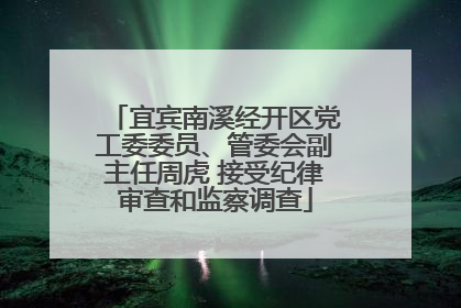 宜宾南溪经开区党工委委员、管委会副主任周虎 接受纪律审查和监察调查