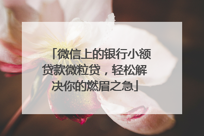微信上的银行小额贷款微粒贷，轻松解决你的燃眉之急
