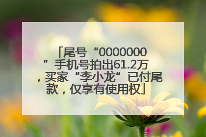 尾号“0000000”手机号拍出61.2万，买家“李小龙”已付尾款，仅享有使用权
