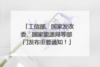 工信部、国家发改委、国家能源局等部门发布重要通知！