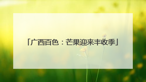 广西百色：芒果迎来丰收季