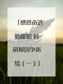 感恩奋进勤履职 科研报国争新绩（一）