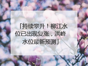 持续攀升！柳江水位已出现复涨，洪峰水位最新预测