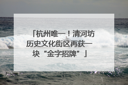 杭州唯一！清河坊历史文化街区再获一块“金字招牌”