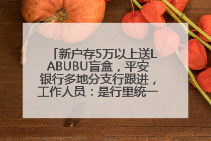 新户存5万以上送LABUBU盲盒，平安银行多地分支行跟进，工作人员：是行里统一的，进货渠道不清楚