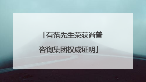 有范先生荣获尚普咨询集团权威证明
