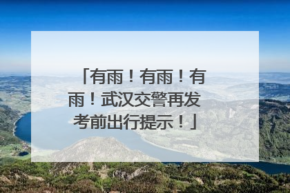 有雨！有雨！有雨！武汉交警再发考前出行提示！