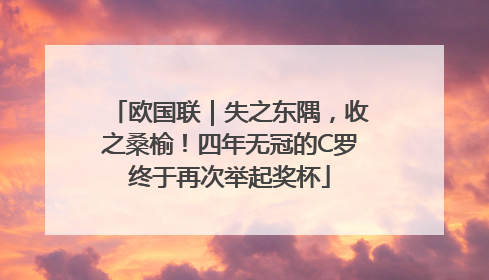 欧国联｜失之东隅，收之桑榆！四年无冠的C罗终于再次举起奖杯