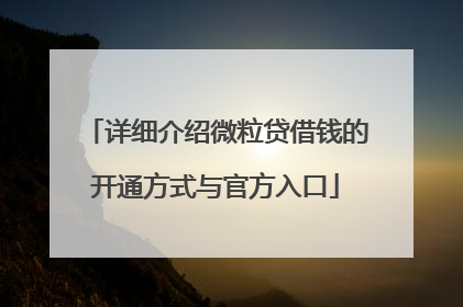 详细介绍微粒贷借钱的开通方式与官方入口