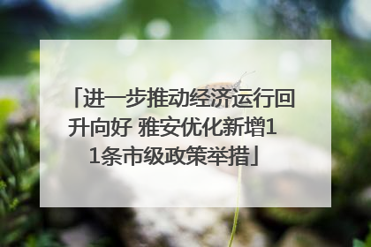 进一步推动经济运行回升向好 雅安优化新增11条市级政策举措