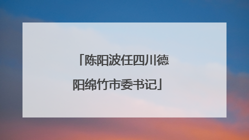 陈阳波任四川德阳绵竹市委书记
