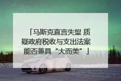 马斯克直言失望 质疑政府税收与支出法案能否兼具“大而美”