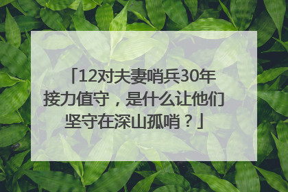 12对夫妻哨兵30年接力值守，是什么让他们坚守在深山孤哨？